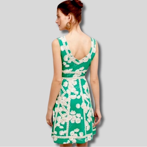 Anthropologie MAEVE Boho Green Floral Dress Sz. 8 - Picture 8 of 13